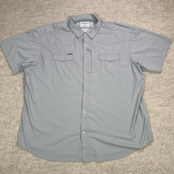 Poncho Other - Poncho Shirt Mens 2XL Gray Peal Snap Pockets Vented Button Up Lightweight Fish